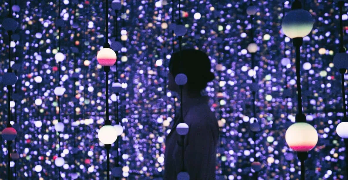 An immersive projection room at the Museo de la Luz, a light-art museum in Madrid, Spain