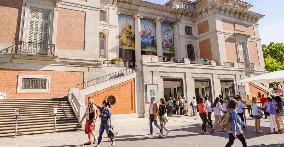 The neoclassical facade of the Museo del Prado, the most famous of the museums in Madrid, Spain